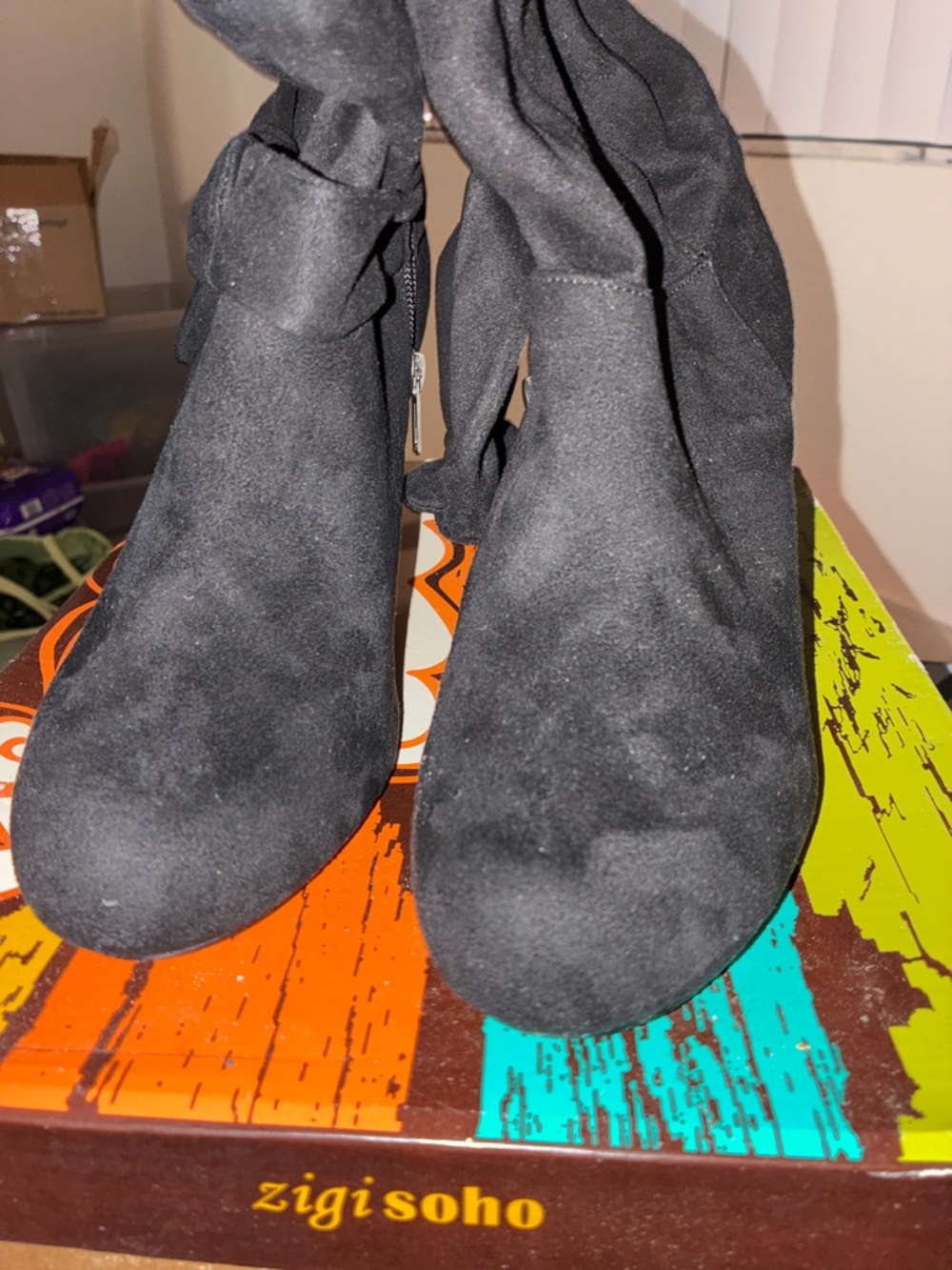 Zigi Soho Black Suede Ankle Tie Heeled Boots - Picture 3 of 16